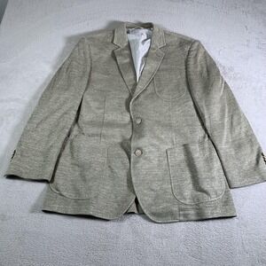 Flynt Jacket Mens 44R Beige Linen Blend Babbit 2 Button Sport Coat Blazer Casual